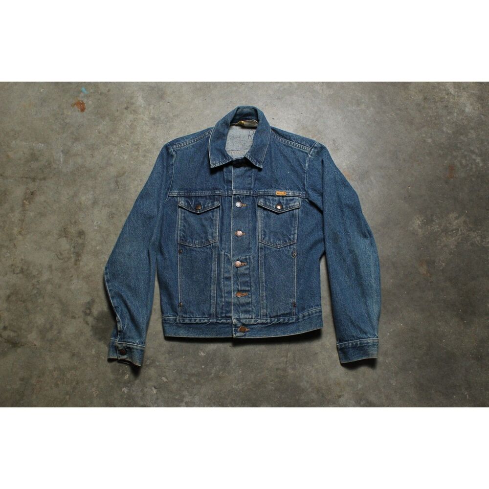 Vintage 90's USA-Made Rustler Distressed Denim Jean Jacket - Small